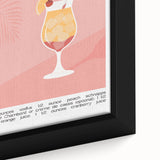 Extra large black wall art featuring a close-up of colorful, textured food and drinks on a framed canvas.