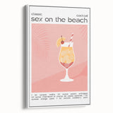 Vintage poster art of colorful food and drinks on a large framed canvas, ideal for living room decor.