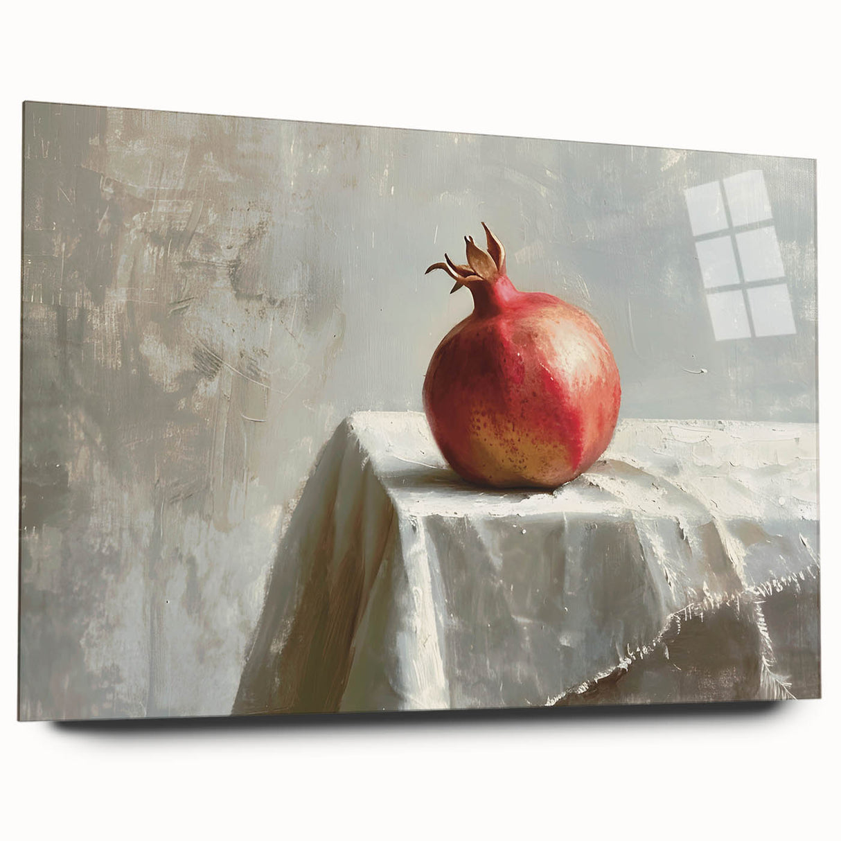 Large abstract wall art featuring assorted fruits in vivid colors on acrylic glass.