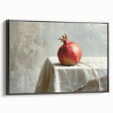 Black and white framed canvas featuring a vintage poster art design of assorted fruits, ideal for bedroom wall decor.