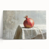 Black and white photo of assorted fruits on stretched canvas, ideal for kitchen wall art.