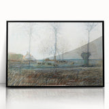 Tranquil Farm Landscape Wall Art - Soft Pastel Modern Country Decor