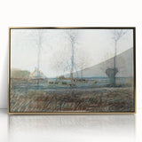 Tranquil Farm Landscape Wall Art - Soft Pastel Modern Country Decor