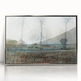 Tranquil Farm Landscape Wall Art - Soft Pastel Modern Country Decor