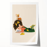 Cozy Reading Time Girls Room Wall Art – Kids Room Art Print