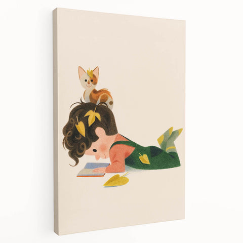 Cozy Reading Time Girls Room Wall Art – Kids Room Art Print