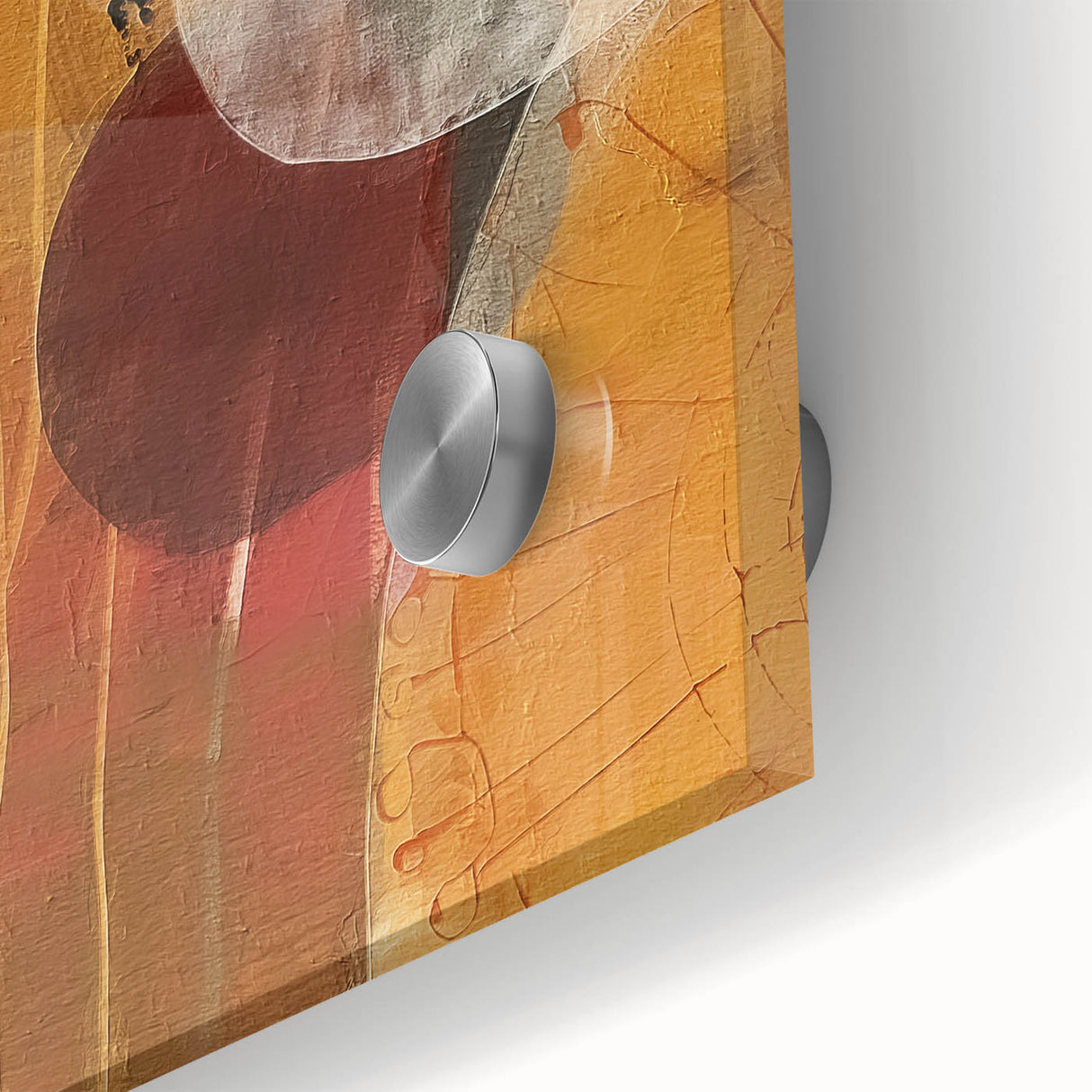 Large abstract wall art depicting autumn colors on acrylic glass, ideal for bedroom or dining room decor.