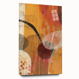 Large abstract wall art featuring mid-century modernist style in warm autumn hues on acrylic glass.