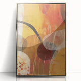 Mid-century modernist art depicting autumn trees in acrylic, framed in silver, ideal for nursery wall art.