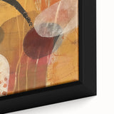 Framed canvas featuring a black textured background with vibrant, colorful autumn leaves, ideal for living room decor.