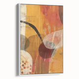 Vintage poster art depicting autumn, with rich orange and brown tones on a large framed canvas.