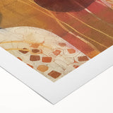 Art deco poster depicting an autumnal forest scene in warm orange and brown tones, printed on rolled canvas.