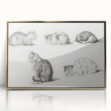 Romanticism Art: Five Studies of Cats by Jean Bernard