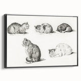 Romanticism Art: Five Studies of Cats by Jean Bernard
