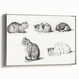 Romanticism Art: Five Studies of Cats by Jean Bernard