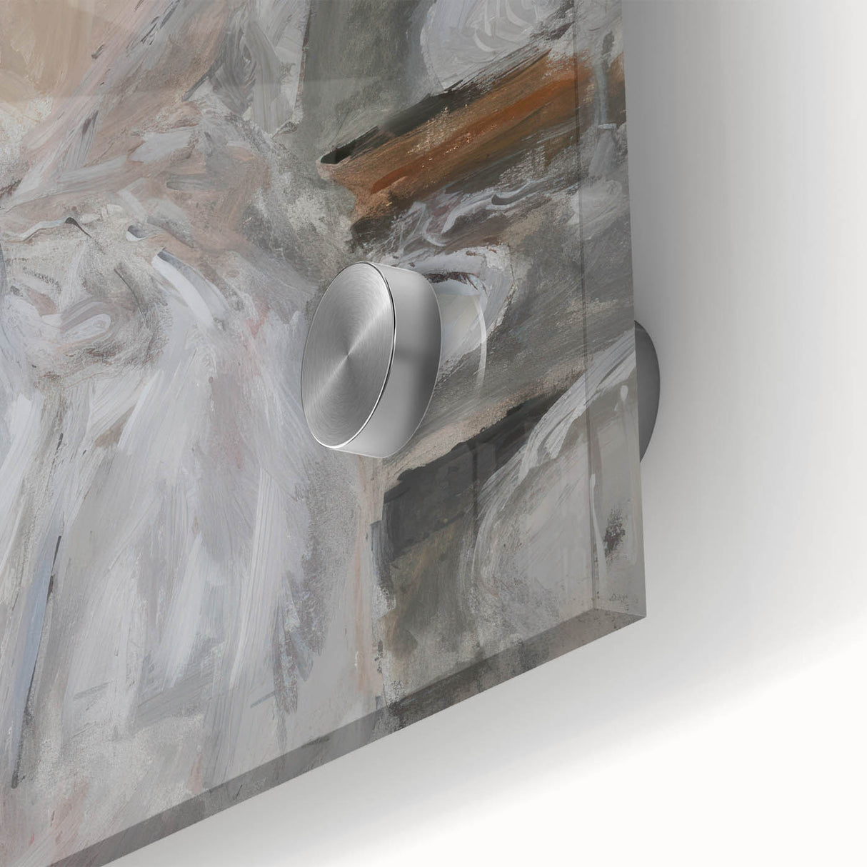 Close-up of an abstract figurative acrylic artwork on glass, showcasing vibrant colors and intricate details, perfect for modern home decor or art lovers.