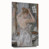 Abstract figurative acrylic artwork displayed on glass, showcasing vibrant colors and dynamic shapes, ideal for modern decor and artistic expression.