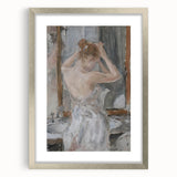 Abstract figurative frame in silver with a mat, showcasing a modern design that enhances art presentation. Perfect for stylish home decor.