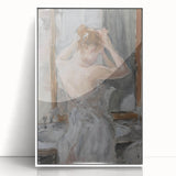 Framed abstract figurative artwork in vibrant colors featuring fluid shapes and lines, displayed against a white backdrop, perfect for modern decor.