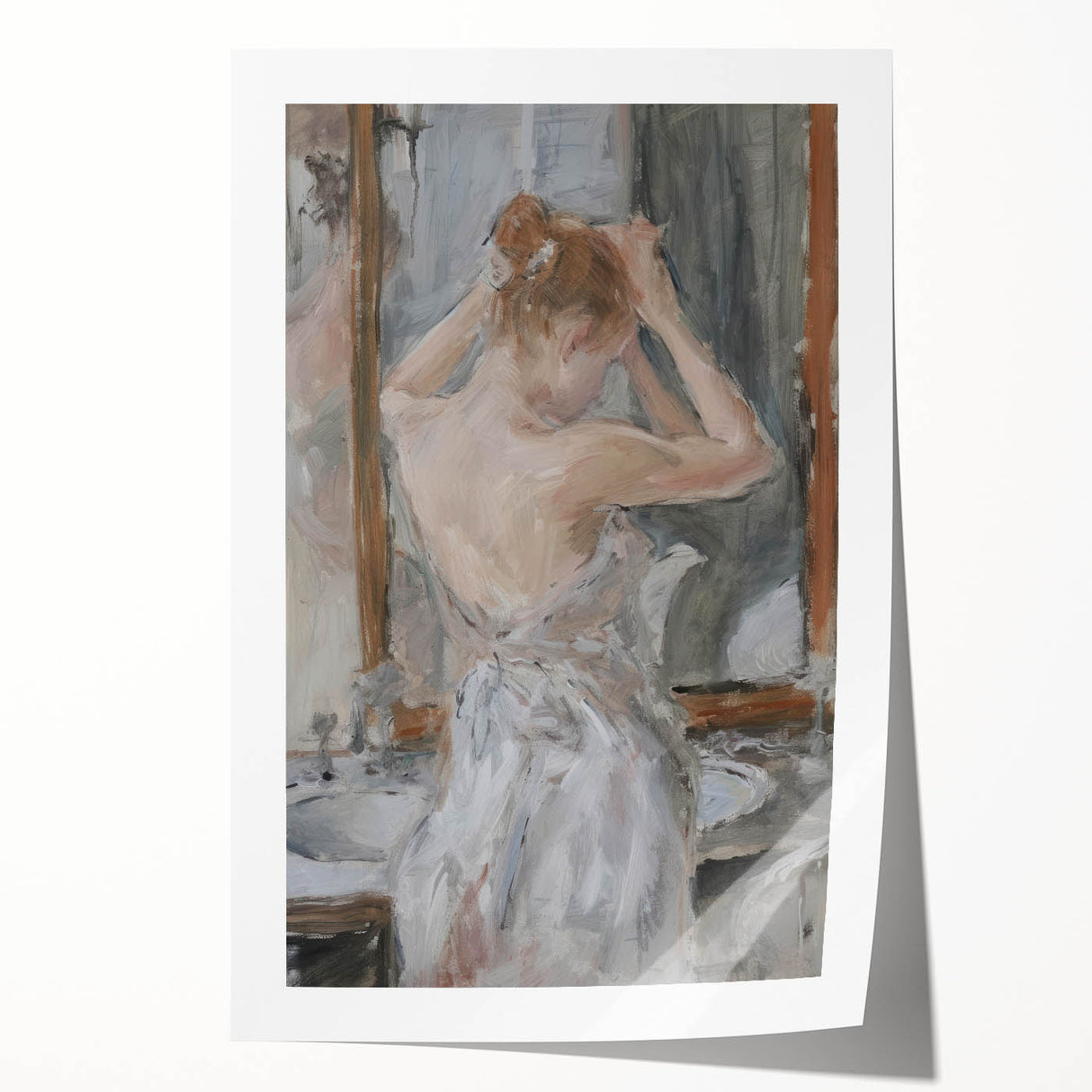 Abstract figurative art print showcasing vibrant colors and dynamic shapes, rolled and ready for display. Ideal for modern decor enthusiasts.