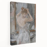 Abstract figurative stretched canvas showcasing vivid colors and dynamic shapes, ideal for modern home decor. Side view highlights the depth and texture, enhancing artistic appeal.