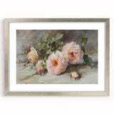 Abstract floral frame with a mat in silver, showcasing intricate colorful flower designs. Ideal for modern home decor, adding elegance to any room.