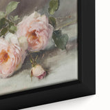 Close-up of an abstract floral framed canvas artwork, featuring vibrant colors and intricate detailing, perfect for modern home decor or art enthusiasts.