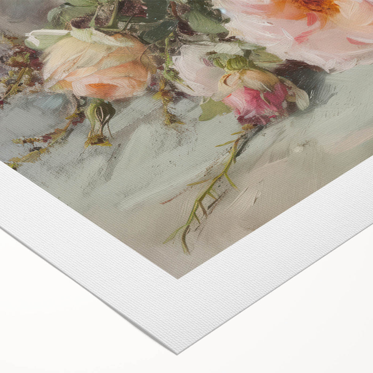 Abstract floral design on a rolled canvas, showcasing vibrant colors and intricate patterns, ideal for modern home decor. Packaged securely in a cardboard tube.