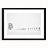 Abstract landscape artwork framed with a black mat, showcasing a serene blend of earthy tones and soft brush strokes, ideal for modern home decor.