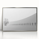 Framed acrylic artwork showcasing a vibrant abstract landscape in silver tones, perfect for modern home decor. Ideal for enhancing any living space with its contemporary design and striking colors.
