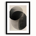 Abstract minimalist wall art design featuring a sleek black frame and mat, showcasing geometric shapes and subtle color gradients, perfect for modern decor.