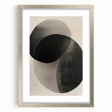 Abstract minimalist wall art framed in silver with a mat, showcasing a sleek design perfect for modern decor. Ideal for enhancing living spaces with elegance.
