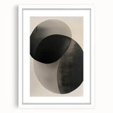 Abstract minimalist wall art framed in white with a mat border, showcasing soft pastel colors and geometric shapes, perfect for contemporary home decor.