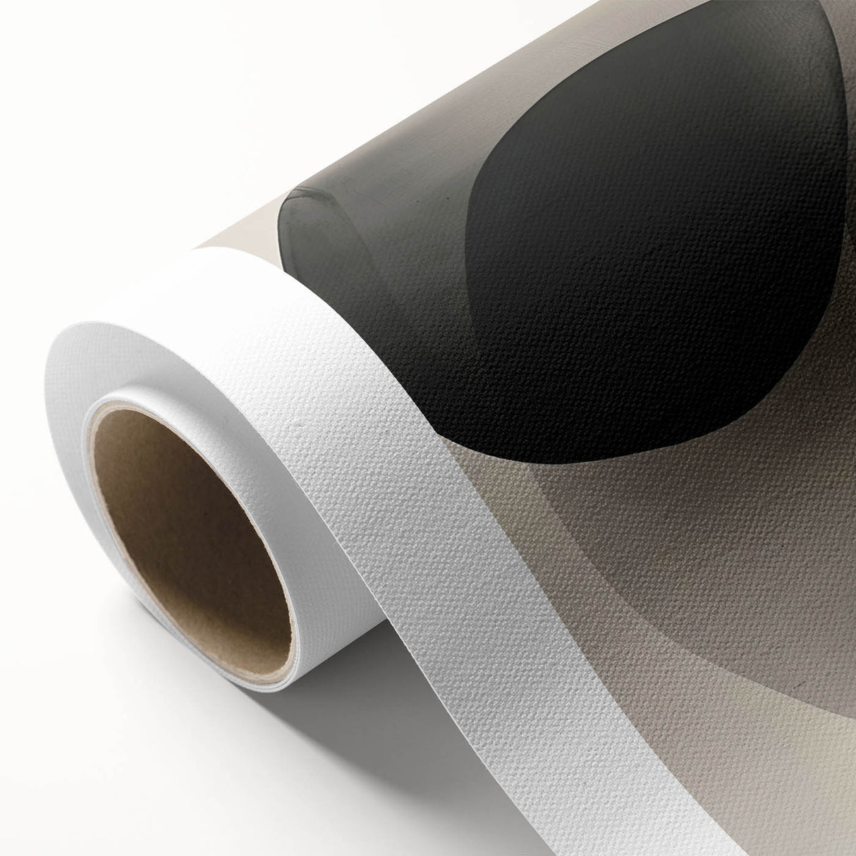 Abstract minimalist wall art on rolled canvas, showcasing soft pastel colors and geometric shapes, ideal for modern home decor. Packaged securely in a cardboard tube.