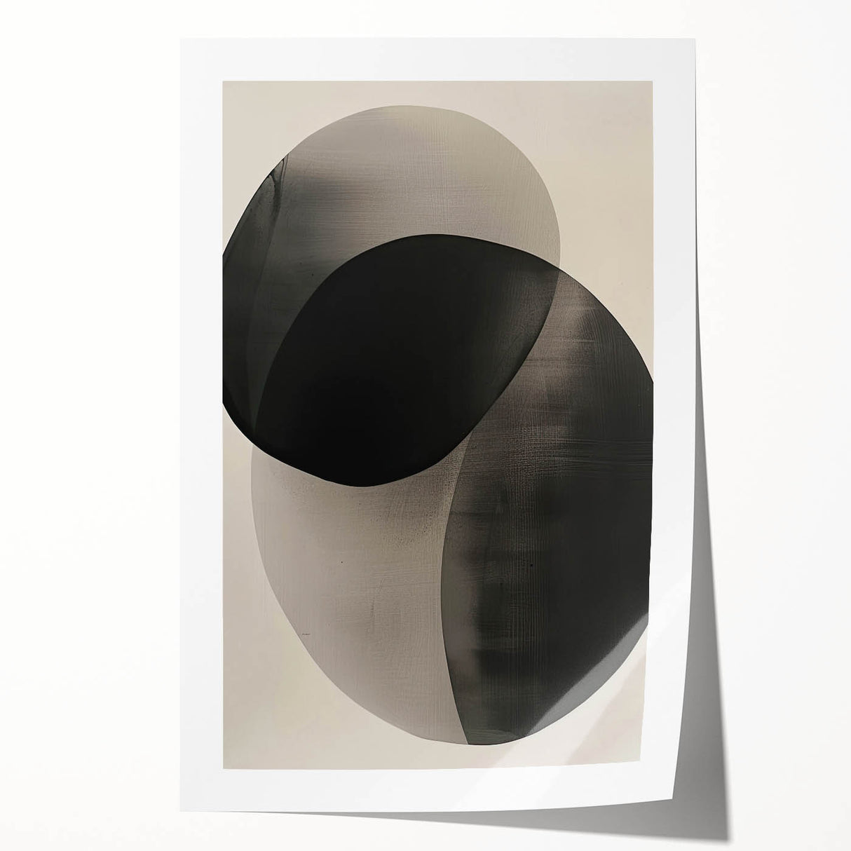 Abstract minimalist wall art print showcasing soft pastel colors and geometric shapes, elegantly rolled and ready for framing, perfect for modern home decor.