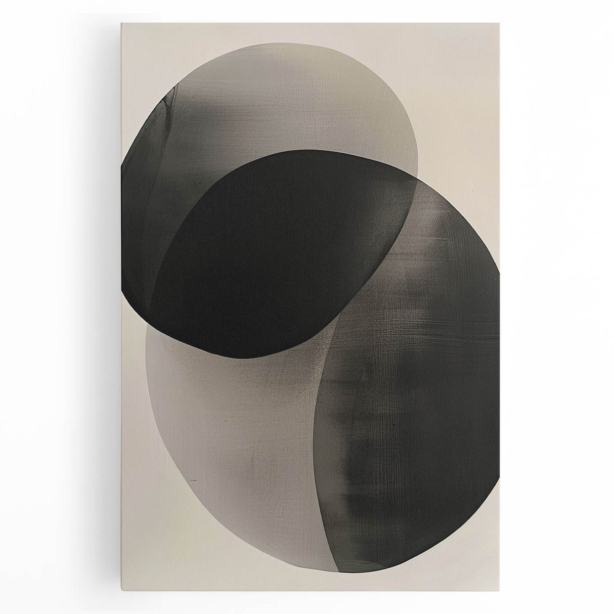 Abstract minimalist wall art on stretched canvas, showcasing soft pastel colors and geometric shapes, perfect for modern home decor and enhancing living spaces.