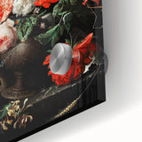 Baroque Floral Still Life with Cat - Classic Antique Art Print