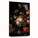 Baroque Floral Still Life with Cat - Classic Antique Art Print