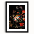 Baroque Floral Still Life with Cat - Classic Antique Art Print