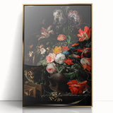 Baroque Floral Still Life with Cat - Classic Antique Art Print
