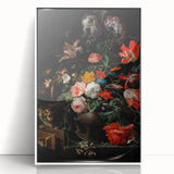 Baroque Floral Still Life with Cat - Classic Antique Art Print