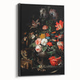 Baroque Floral Still Life with Cat - Classic Antique Art Print