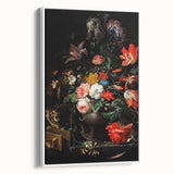 Baroque Floral Still Life with Cat - Classic Antique Art Print