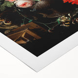 Baroque Floral Still Life with Cat - Classic Antique Art Print