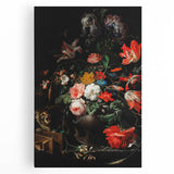 Baroque Floral Still Life with Cat - Classic Antique Art Print