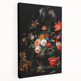Baroque Floral Still Life with Cat - Classic Antique Art Print