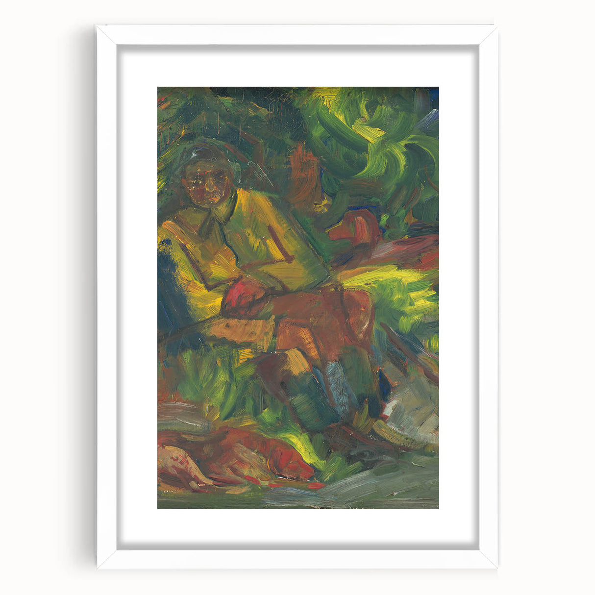 Expressionist Art - Resting Hunter with Two Reclining Men