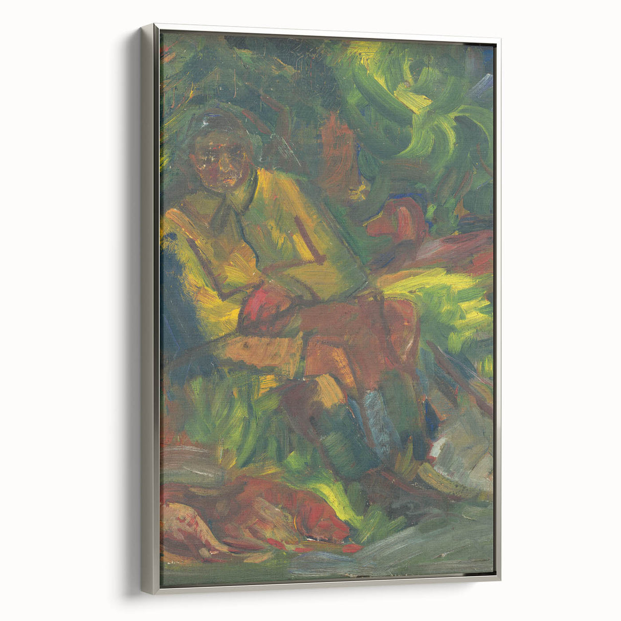Expressionist Art - Resting Hunter with Two Reclining Men
