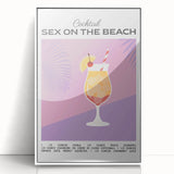 Art deco poster of food and drinks, using muted gray and blue tones on a framed acrylic, ideal for modern kitchen wall decor.