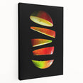 Assortment of vibrant, colorful fruits on a large canvas, ideal for kitchen wall art.